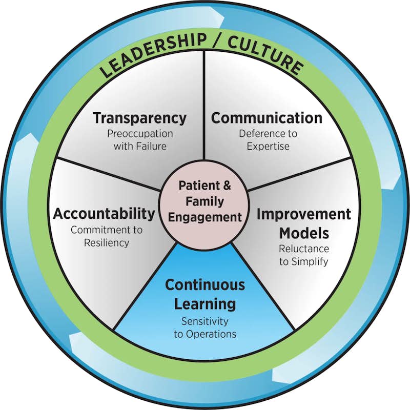 MHA Roadmap graphic for leadership and culture emphasizing continuous learning.