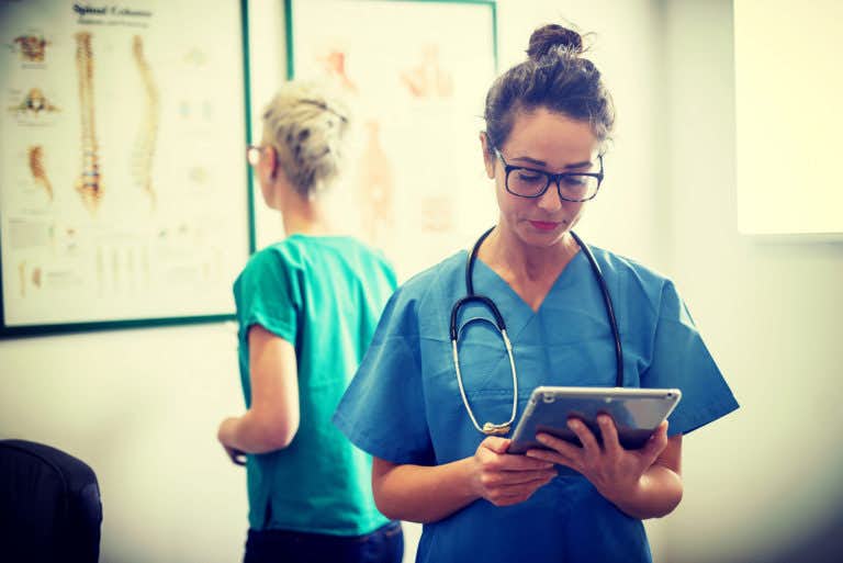 Nursing reading data on an ipad